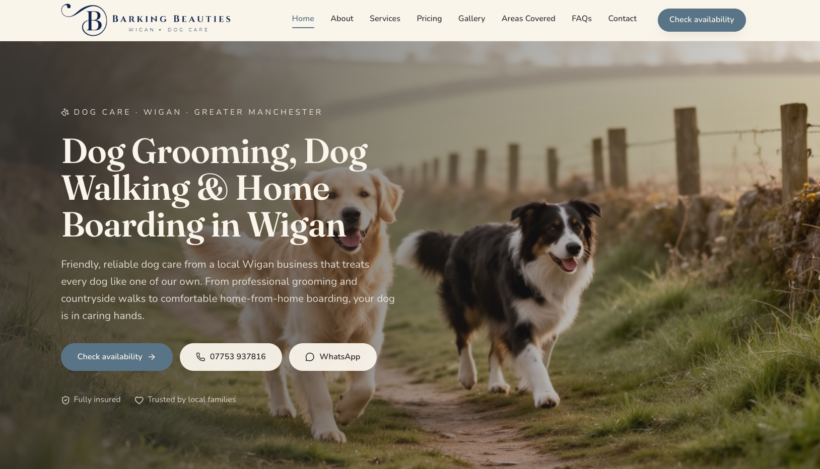 Dog Care website design by We Forge Growth