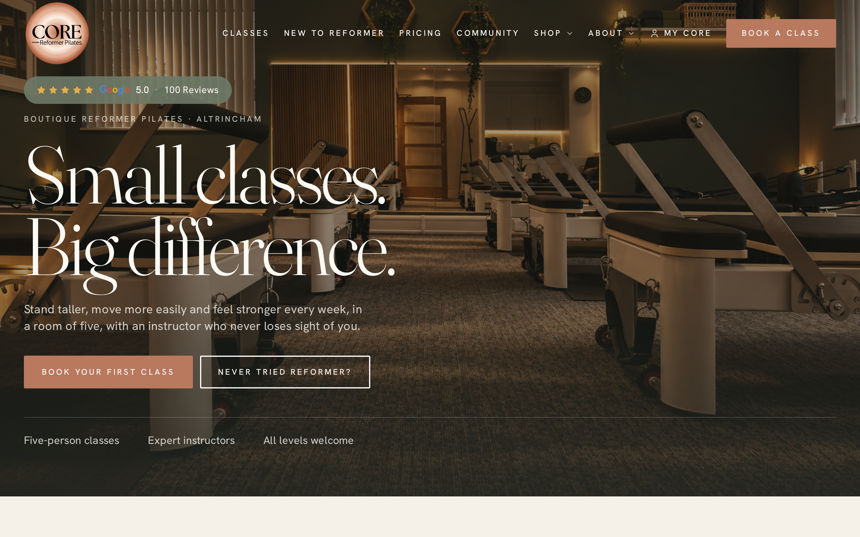 Core Reformer website and booking platform by We Forge Growth