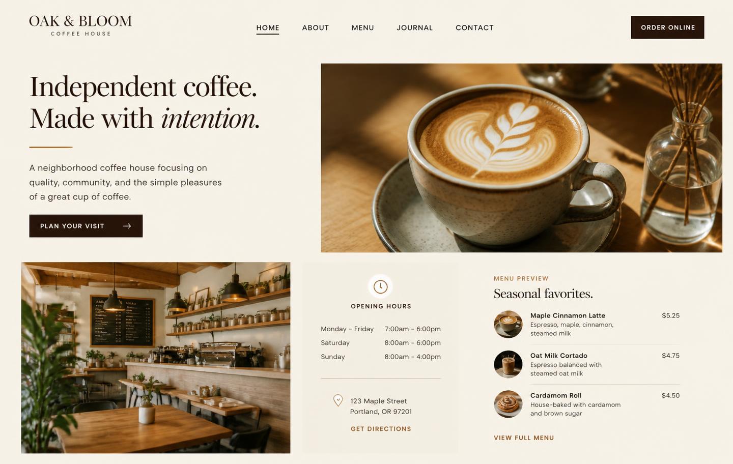 Coffee Shop website design by We Forge Growth