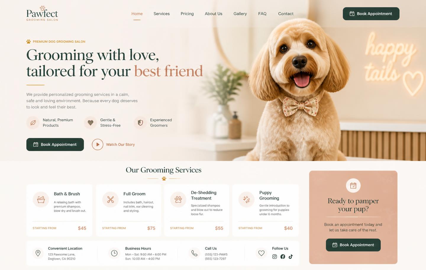 Dog Grooming website design by We Forge Growth